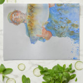 Visser waterverf schilderij visgeschenk voor hem theedoek (Gevouwen)