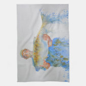 Visser waterverf schilderij visgeschenk voor hem theedoek (Verticaal)