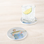 Visser waterverf schilderij visgeschenk voor hem zandsteen onderzetter (Zijkant)