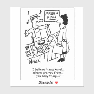 Visser zingt over makreel. grappig sticker
