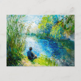 visser zittend bij de Havel op een warme Feestdagenkaart