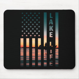 Visser zonsondergang Amerikaanse vlag B vissen Muismat