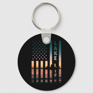 Visser zonsondergang Amerikaanse vlag B Vissen Sleutelhanger
