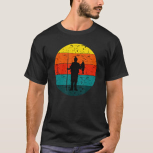 Visser Zonsondergang Retro Silhouet Visser Motief  T-shirt
