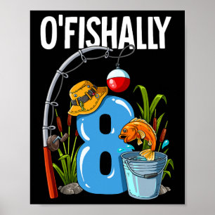 Visserig 8 jaar oud 8e verjaardag vissen poster
