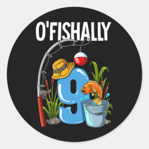 Visserig 9 jaar oud 9de verjaardag vissen  ronde sticker