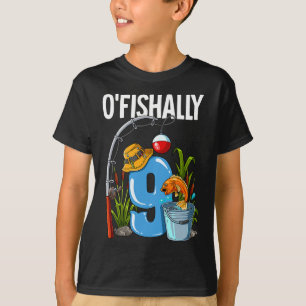 Visserig 9 jaar oud 9de verjaardag vissen t-shirt