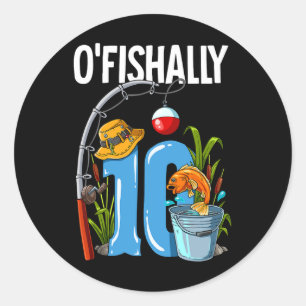 Visserij 10 jaar oud 10e verjaardag vissen  ronde sticker