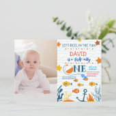 Visserij 1e verjaardag jongen O-fish-ally foto afb Kaart (Staand voorkant)