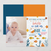 Visserij 1e verjaardag jongen O-fish-ally foto afb Kaart (Voorkant / Achterkant)