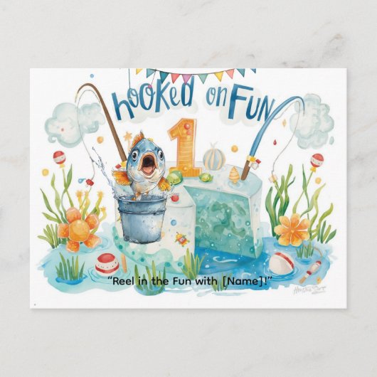 Visserij 1e verjaardag voor Kleine Vissers Feestje Briefkaart (Voorkant)