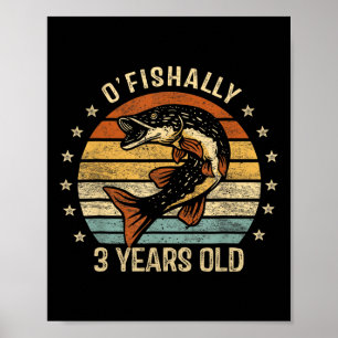 Visserij 3 Jaar Oude T-Shirt 3e Verjaardag Retro Poster