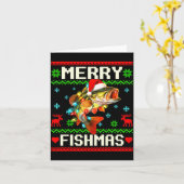 Visserij B Vis Merry Fishmas Visser Lelijke Kerst Kaart (Gele Bloem)