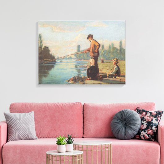 Visserij (buiten Gevist) (Hoek) (rivier) Canvas Afdruk (Insitu (Woonkamer))