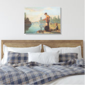 Visserij (buiten Gevist) (Hoek) (rivier) Canvas Afdruk (Insitu (Slaapkamer))