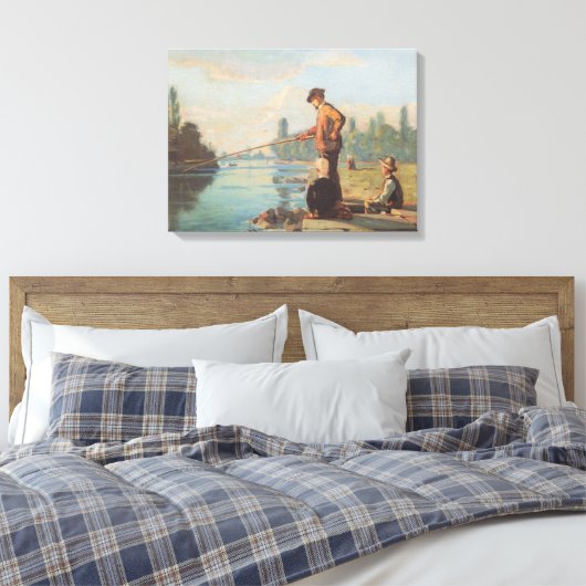Visserij (buiten Gevist) (Hoek) (rivier) Canvas Afdruk (Insitu (Slaapkamer))