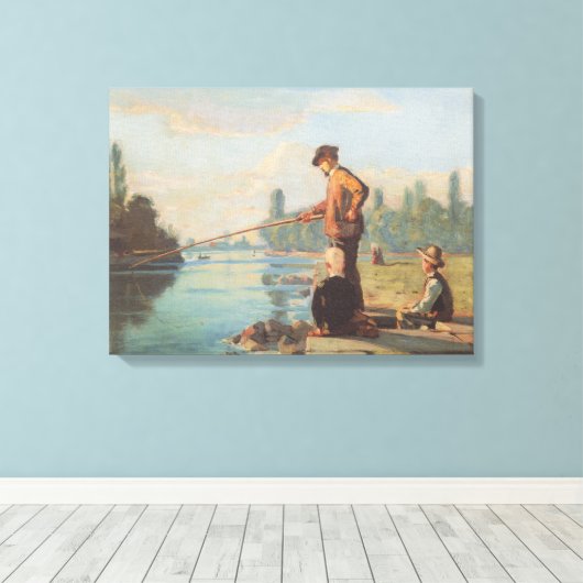 Visserij (buiten Gevist) (Hoek) (rivier) Canvas Afdruk (Insitu (Houten vloer))