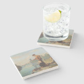 Visserij (buiten Gevist) (Hoek) (rivier) Stenen Onderzetter (Zijkant)