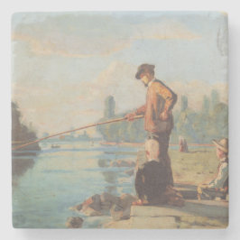 Visserij (buiten Gevist) (Hoek) (rivier) Stenen Onderzetter