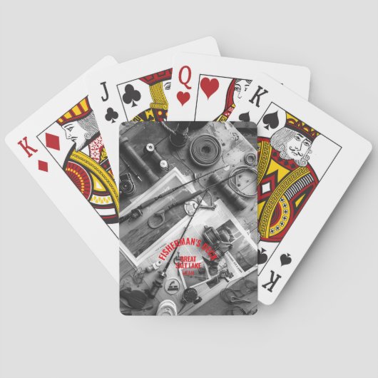 Visserij Deck Zwart en Wit Speelkaarten (Achterkant)