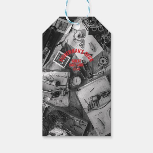 Visserij dek zwart-wit cadeaubijlage cadeaulabel (Voorkant)