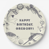 Visserij en Nautische Tattoos Papieren Bordje (Voorkant)