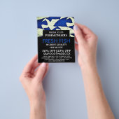 Visserij en zeegarens, visser/vrouw, vismarkt flyer (Hand)