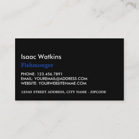 Visserij en zeegarens, visser/vrouw, vismarkt visitekaartje (Achterkant)