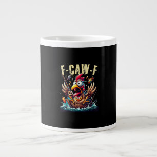 Visserij F-Caw-F Grappige Kip Schreeuw Humor Grote Koffiekop