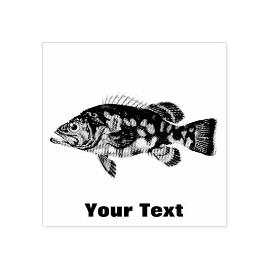 visserij , forel afbeelding en tekst rubberstempel (Afrduk)