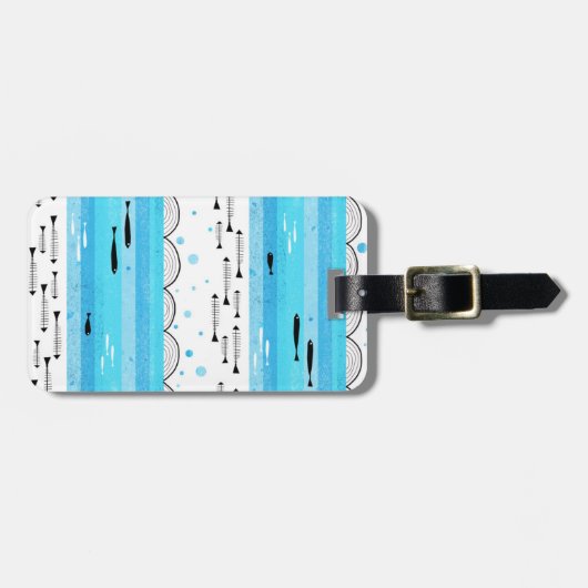 Visserij in de zee bagagelabel (Voorkant horizontaal)