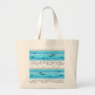 Visserij in de zee grote tote bag