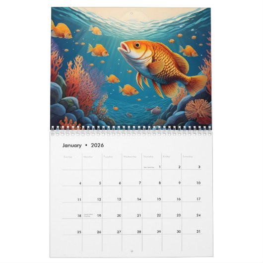 Visserij in de zee kalender (Jan 2026)