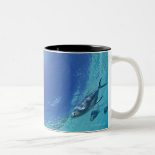 Visserij in de zee tweekleurige koffiemok