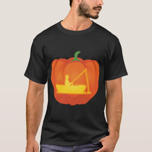 Visserij Jack o Lantern Halloween-ontwerp T-shirt (Voorkant)