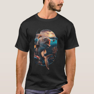 Visserij Oceaan Zonsondergang Grafisch Coole Visse T-shirt