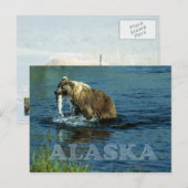 Visserij op bruin beer van Kodiak in Alaska Briefkaart (Voorkant / Achterkant)