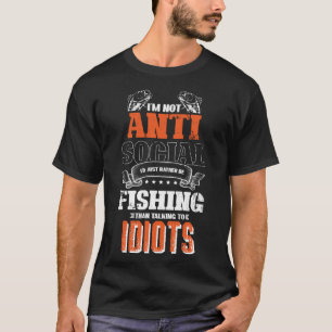 Visserij op hengel en vissers t-shirt
