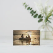 Visserij op kanoevers van het meer van het primair visitekaartje (Staand voorkant)