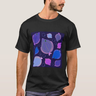 Visserij op zwart t-shirt