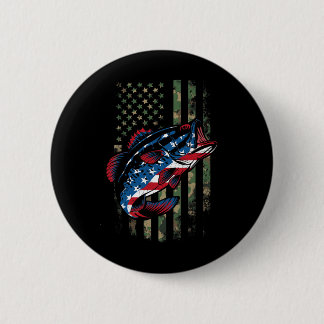 Visserij Patriottische Usa Vlag Camouflage Ronde Button 5,7 Cm