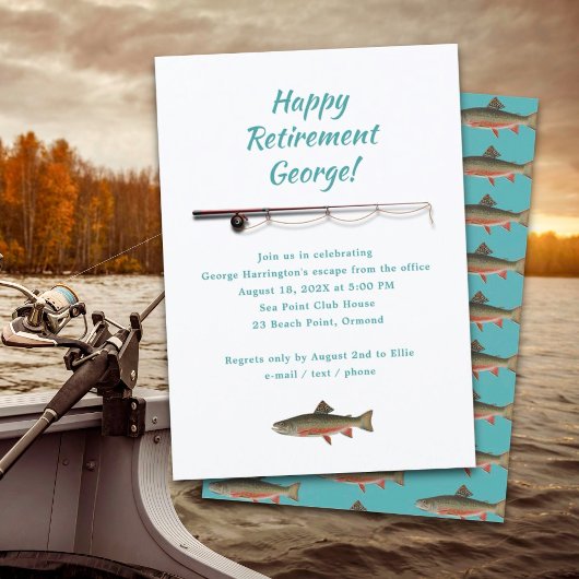 Visserij Pensioenfeest Forel Vis Uitnodiging