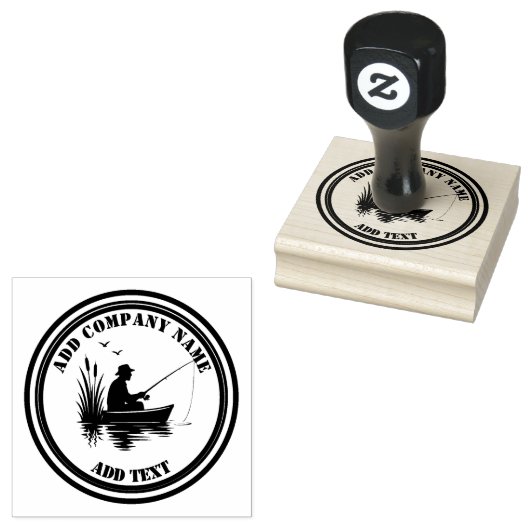 Visserij Silhouet Merklogo Rubberstempel (Gestempeld)