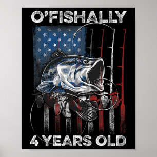 Visserij T-Shirt 4 Jaar 4e Verjaardag Visserij Ons Poster
