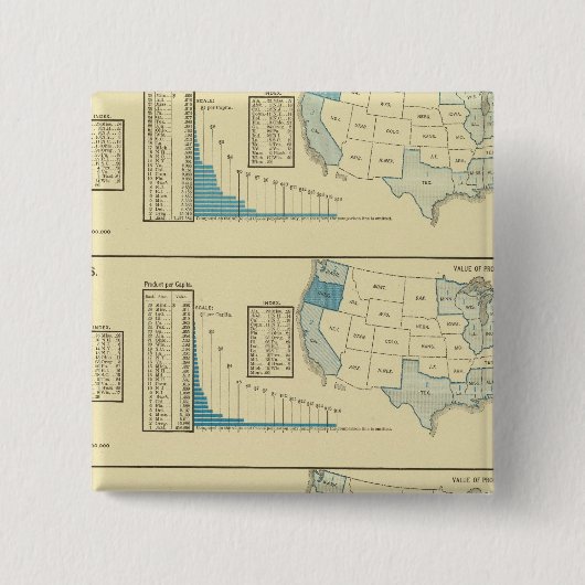 Visserij Vierkante Button 5,1 Cm (Voorkant)