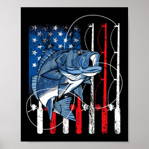 Visserij Vintage Amerikaanse Vlag B Visser Geschen Poster