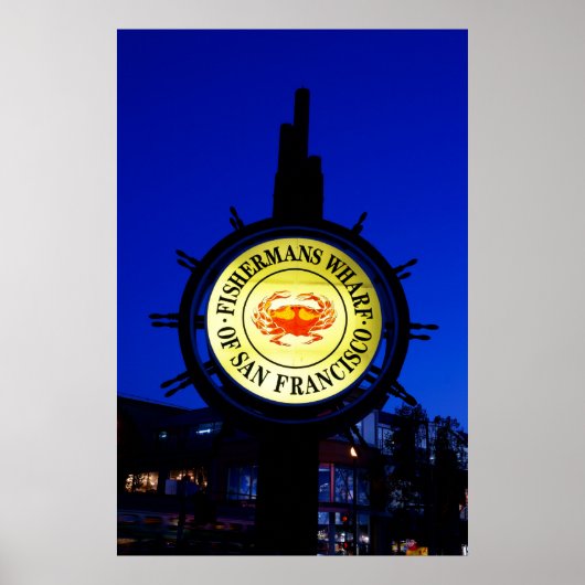 Visserijbordje 's nachts poster (Voorkant)