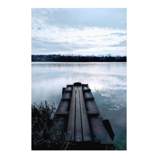Visserijbrug van de Dnieper met riet Foto Afdruk (Voorkant)