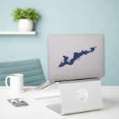 Visserijeiland Silhouette Decal Sticker - Blauw (Laptop op bureau)