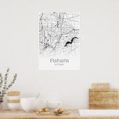 Visserijkaart - Indiana - Poster voor stadskaarten (Keuken)